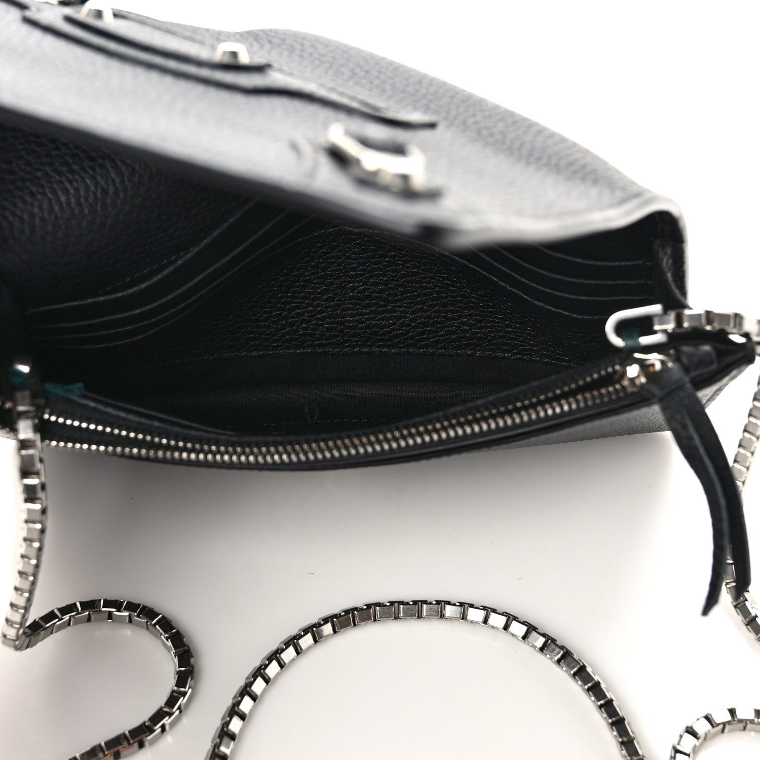 Balenciaga Grained Calfskin Classic Silver Hardware Wallet on Chain Black 5 of 12