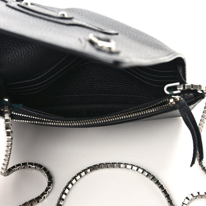 Balenciaga Grained Calfskin Classic Silver Hardware Wallet on Chain Black 5 of 12