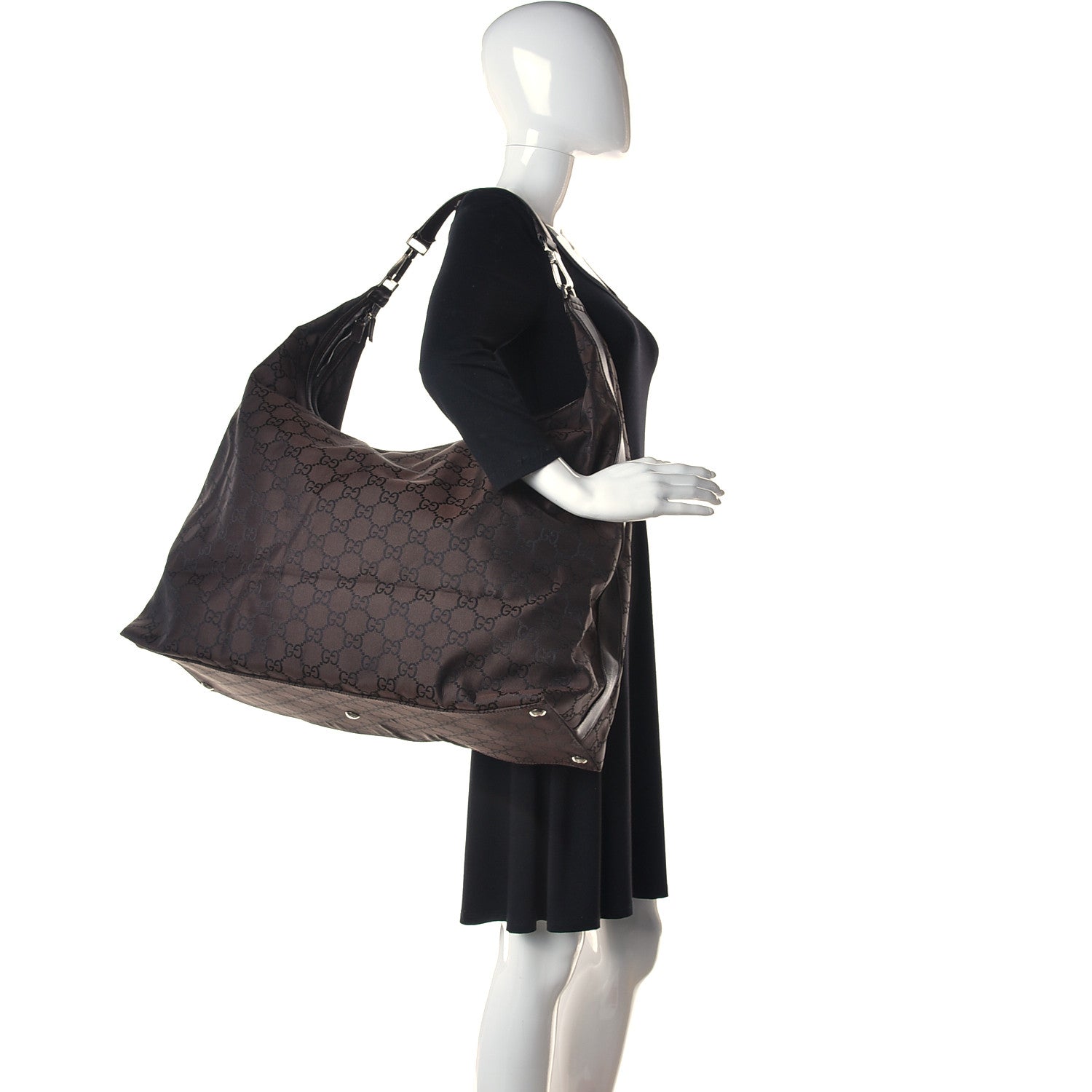 Gucci Nylon Monogram Extra Large Hobo Dark Brown 2 of 12