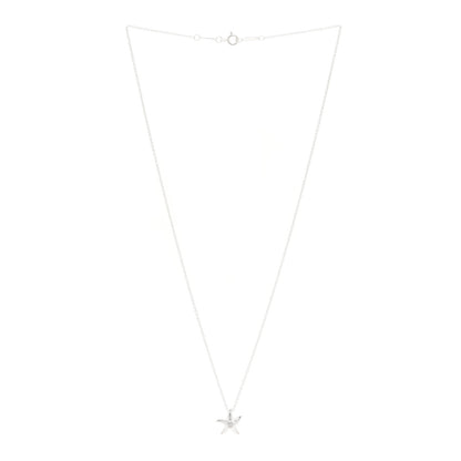 Tiffany Sterling Silver Diamond 12mm Elsa Peretti Starfish Pendant Necklace 3 of 5