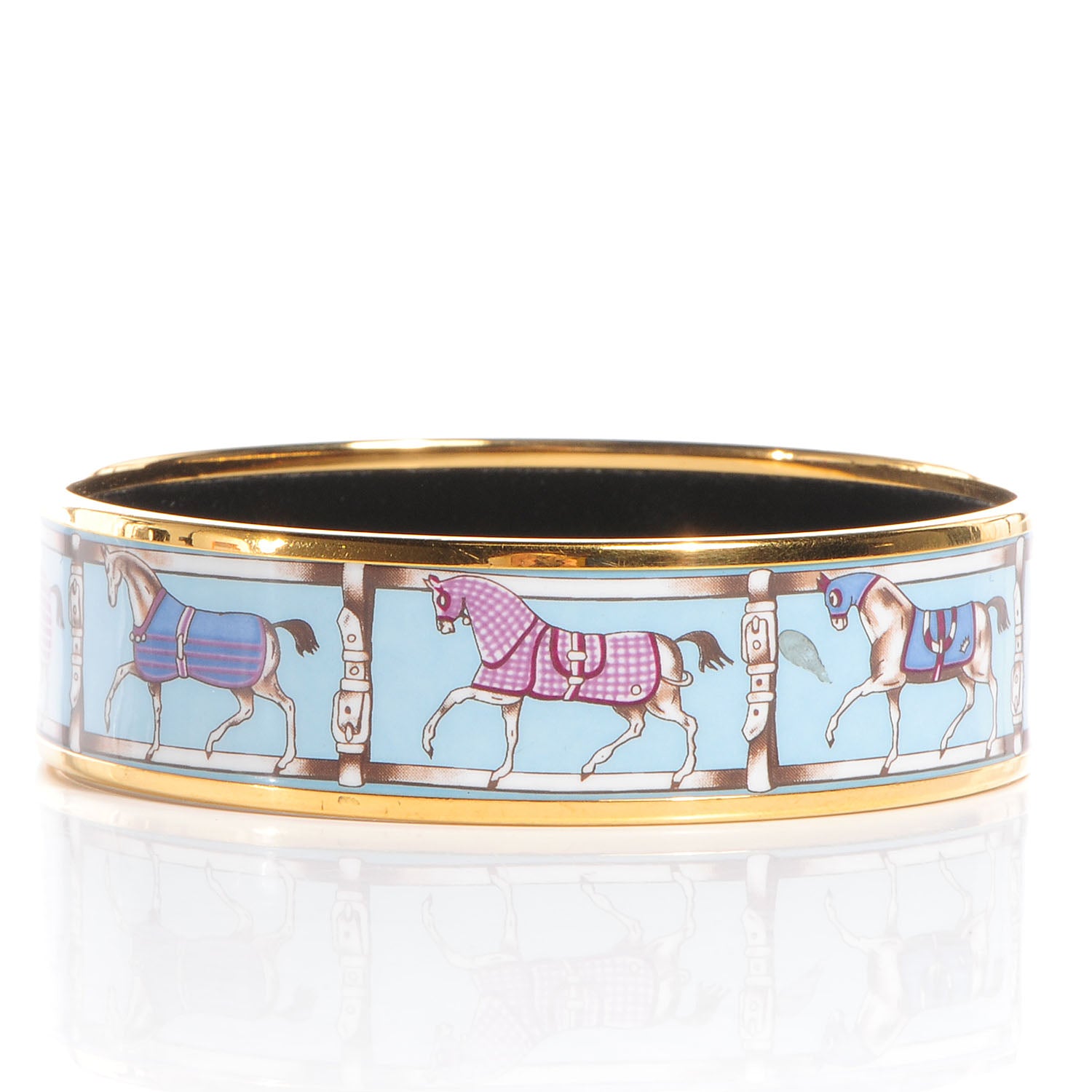 Hermes Enamel Printed Tenues Et Couvertures Wide Bracelet 70 3 of 6
