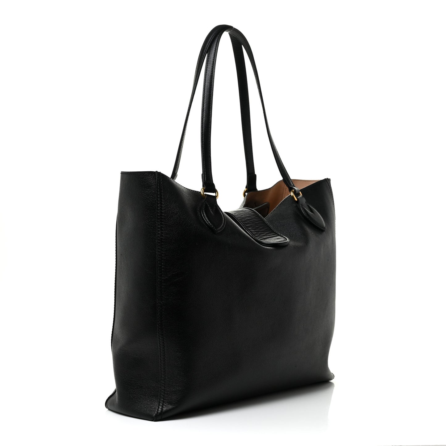 New Sakai Calfskin Lux Medium Dahlia Tote Black