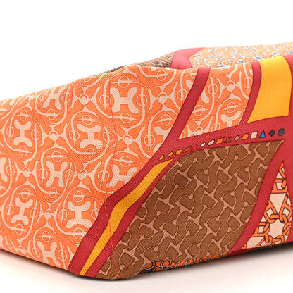 Hermes Silk Barenia Carre en Cravates Fourbi 25 MM Pouch Flamingo Pink Deer Brown 9 of 10