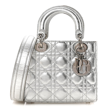 Christian Dior Metallic Grained Calfskin Cannage Small Lucky Badges My Lady Dior Silver 1 of 9