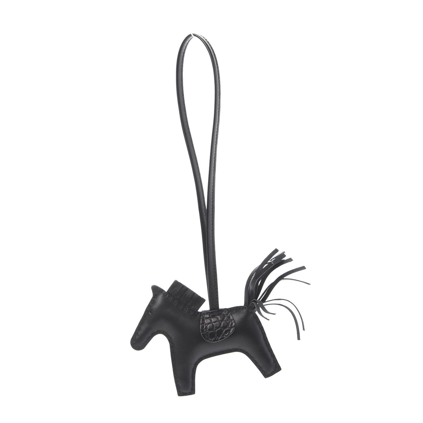 Milo Lambskin Matte Alligator Touch Grigri Rodeo Horse Bag Charm PM So Black