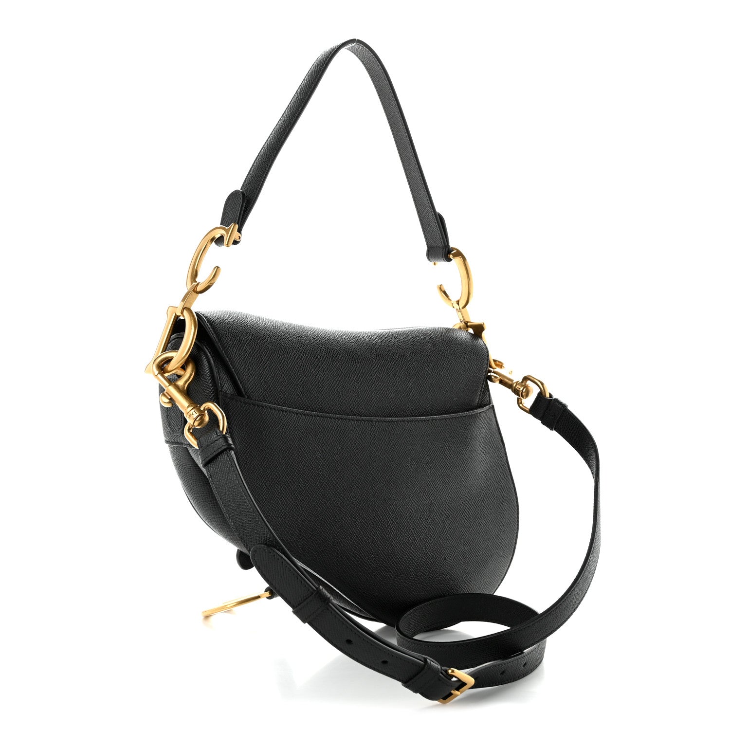 Christian Dior Grained Calfskin Saddle Bag With Strap Black 3 of 11