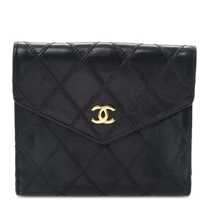 Chanel Calfskin Diamond Stitched Compact Wallet Black 1 of 12