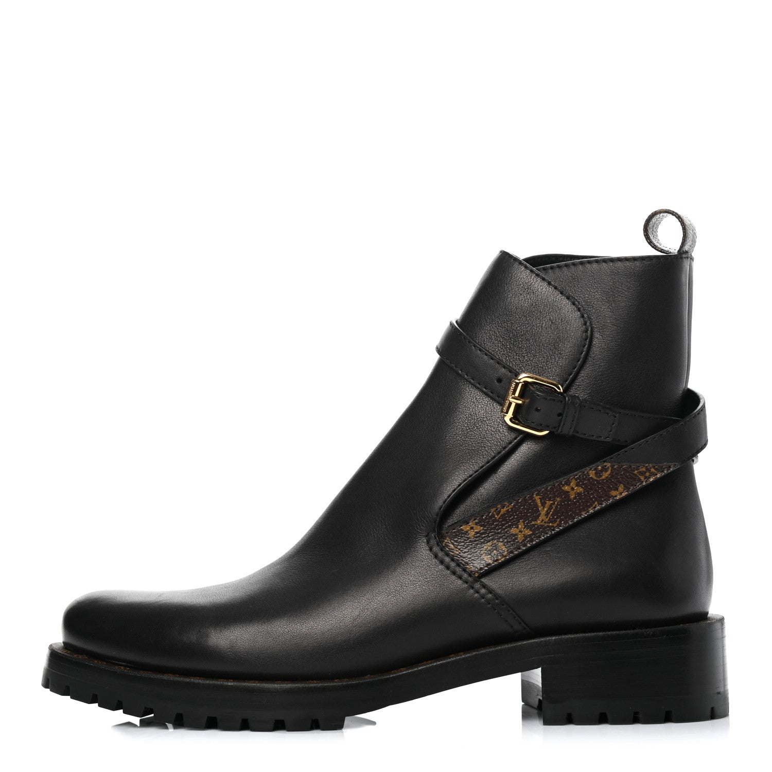 Louis Vuitton Calfskin Monogram Discovery Flat Ankle Boots 39.5 Black 1 of 7