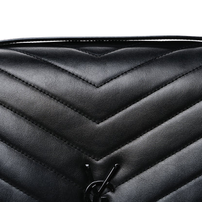 Saint Laurent Calfskin Y Quilted Monogram Monochrome Large Loulou Chain Satchel Black 7 of 9