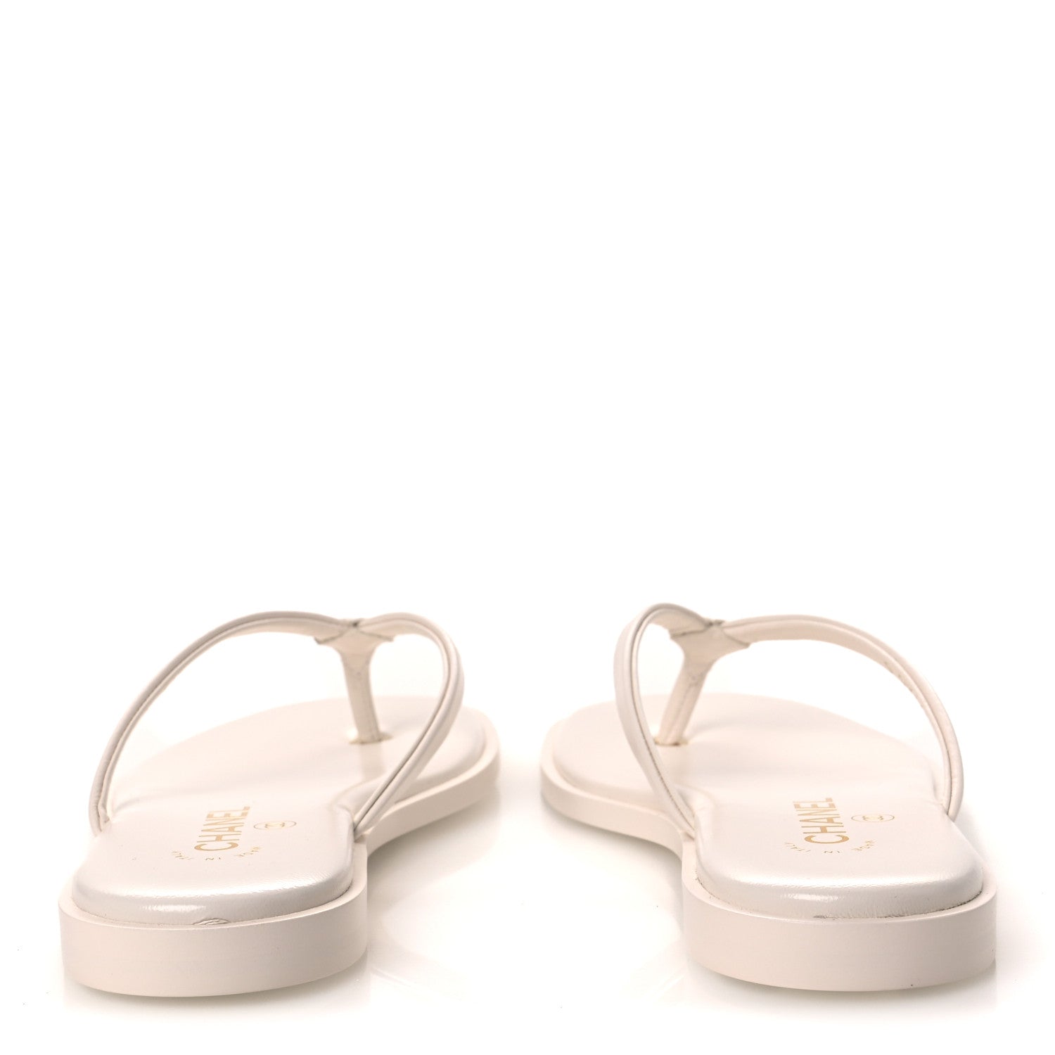 Chanel Goatskin CC Times Square Thong Sandals 38.5 Beige 6 of 11