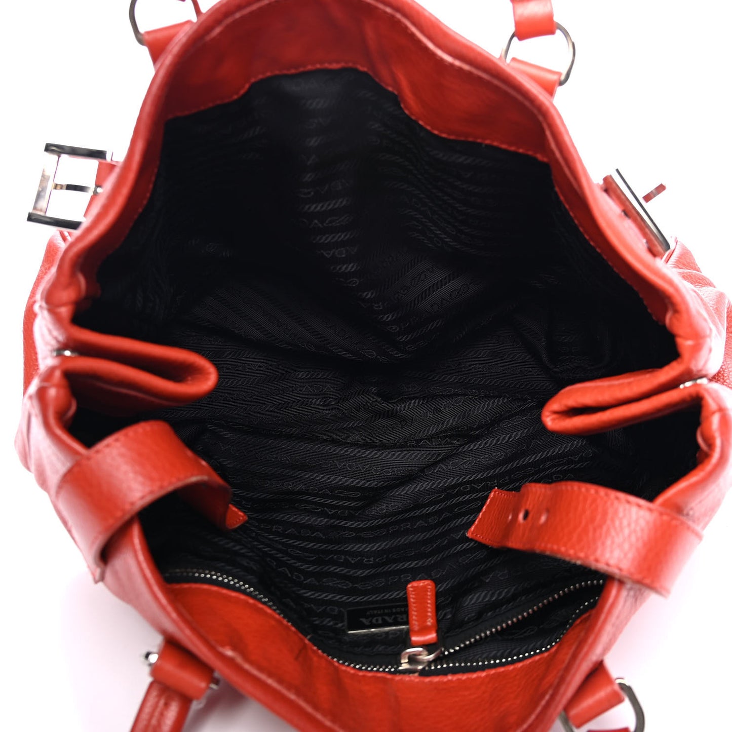 Vitello Daino Buckle Shoulder Bag Rosso