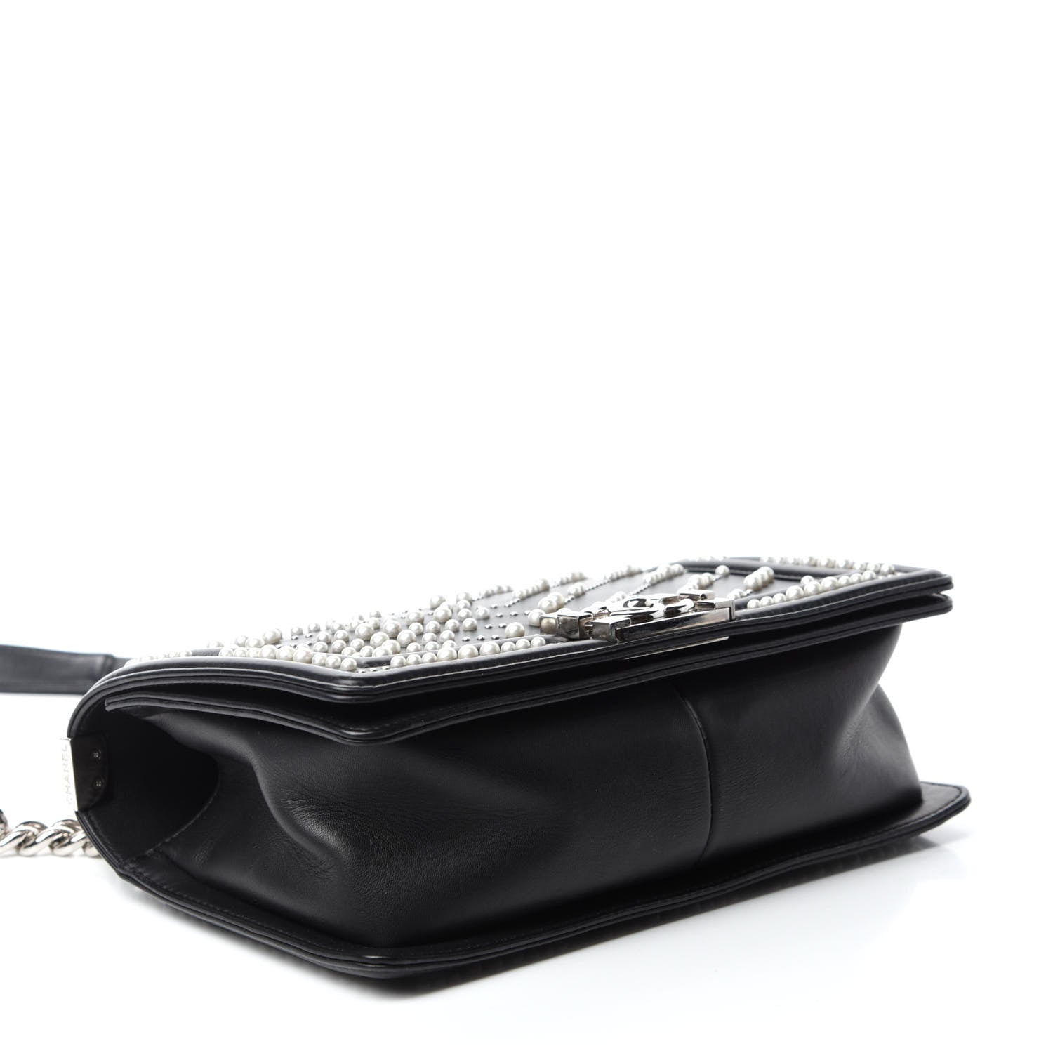 Chanel Calfskin Pearl Chevron Small Boy Flap Black 5 of 11