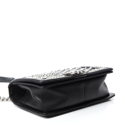 Chanel Calfskin Pearl Chevron Small Boy Flap Black 5 of 11