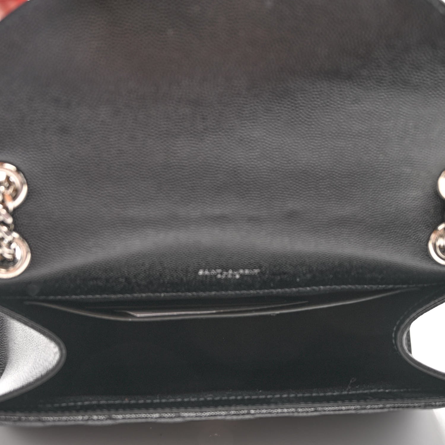 Saint Laurent Grain De Poudre Textured Mixed Matelasse Triquilt Medium Monogram Satchel Black 4 of 8
