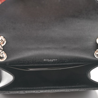 Saint Laurent Grain De Poudre Textured Mixed Matelasse Triquilt Medium Monogram Satchel Black 4 of 8