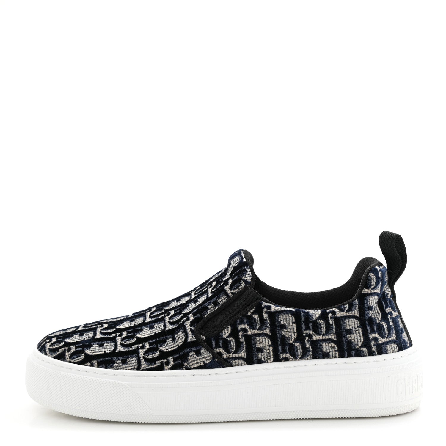 Christian Dior Velvet Oblique Solar Womens Slip On Sneakers 37.5 Deep Blue 1 of 10