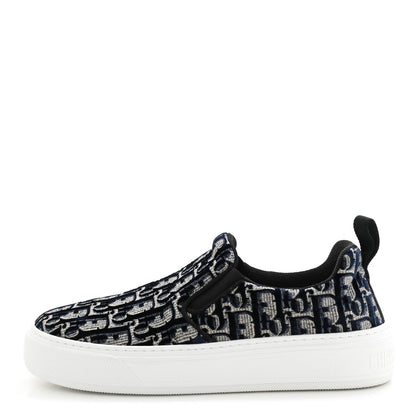 Christian Dior Velvet Oblique Solar Womens Slip On Sneakers 37.5 Deep Blue 1 of 10