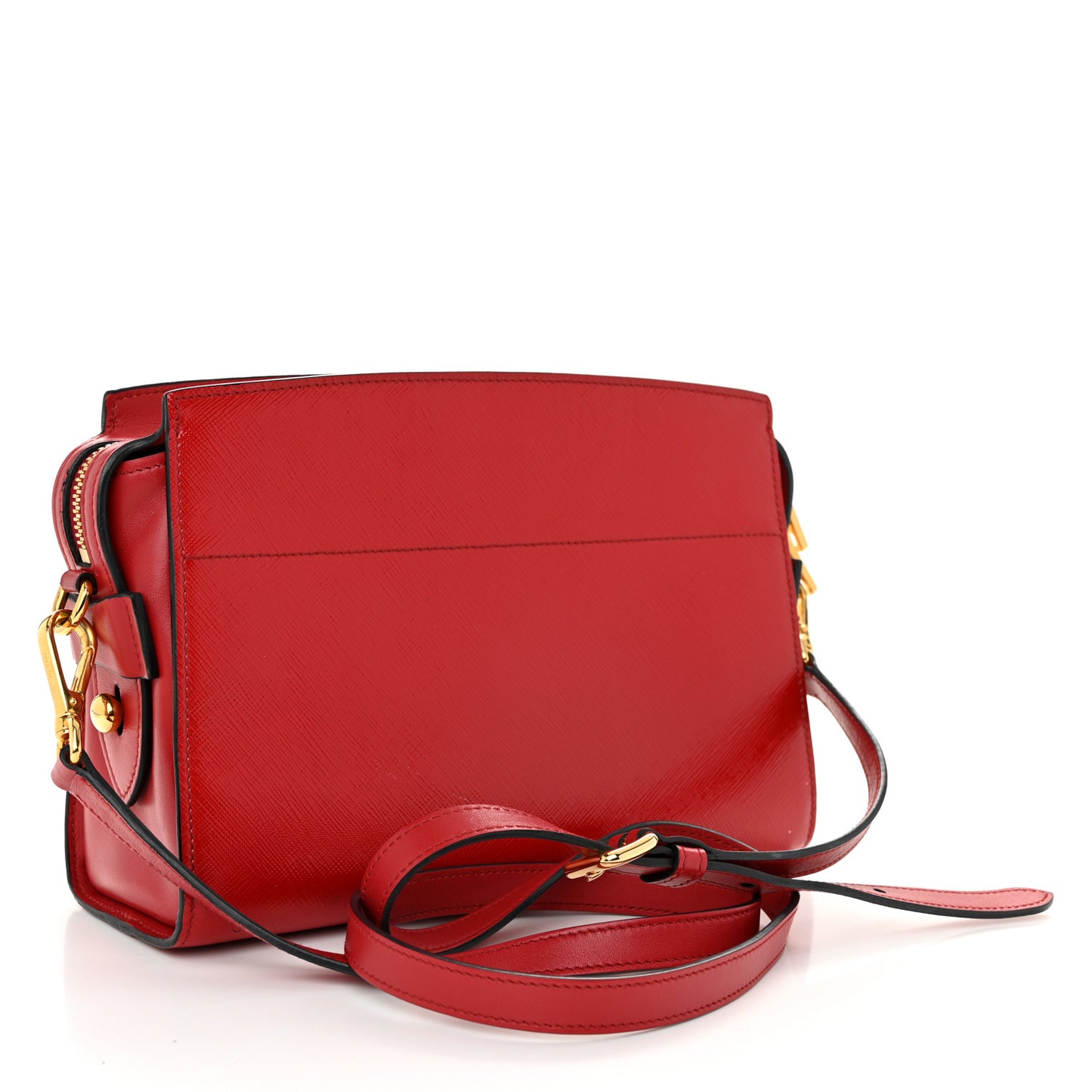 Saffiano Vernice Esplanade Crossbody Bag Rosso