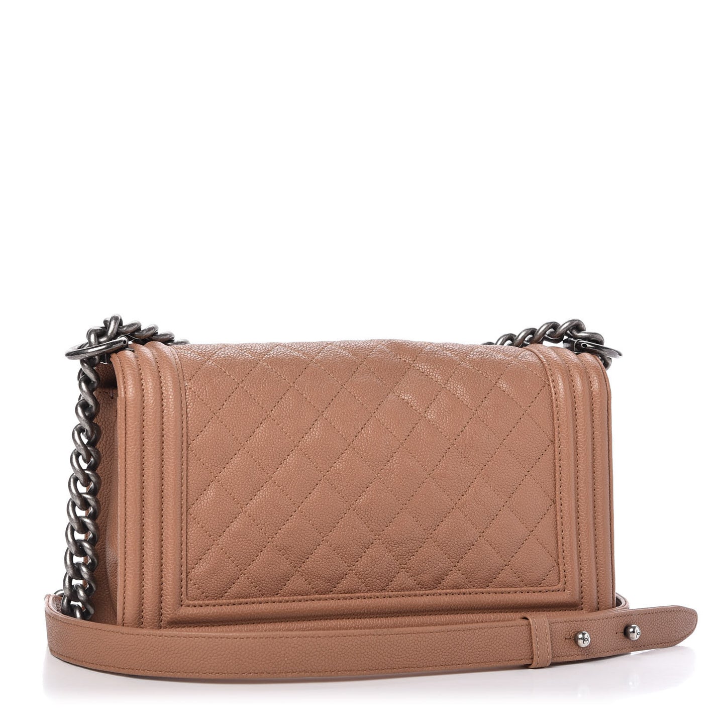Caviar Quilted Medium Boy Flap Camel