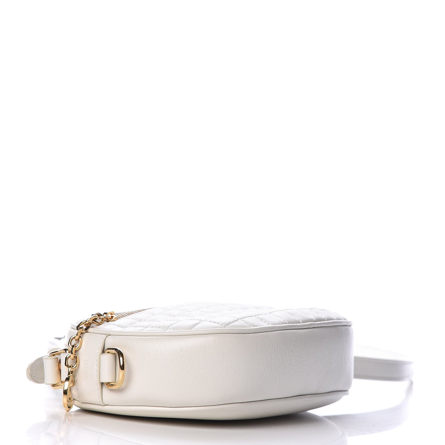 Calfskin Quilted Small C Charm Bag White