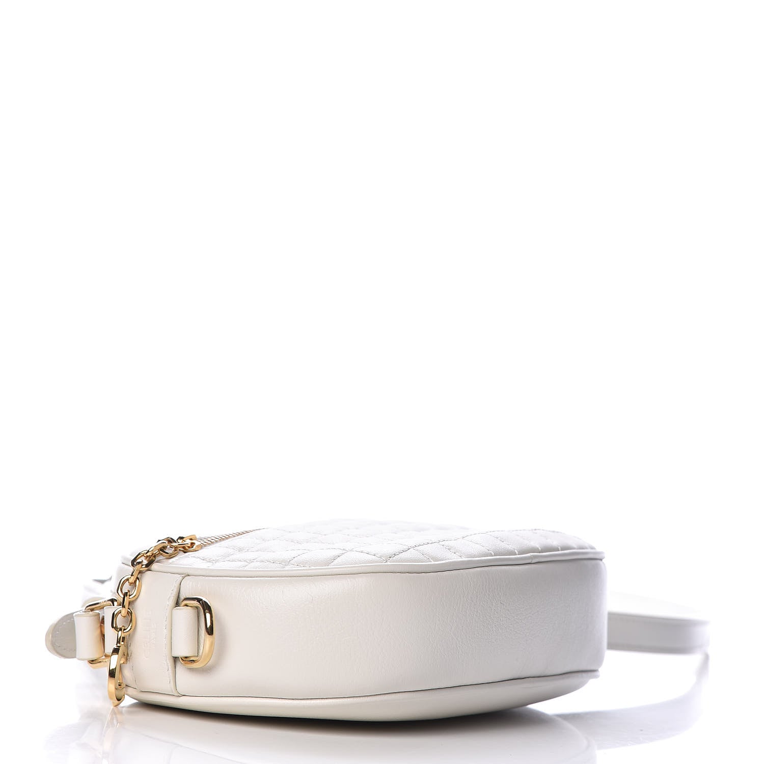 Celine Calfskin Quilted Small C Charm Bag White 4 of 11