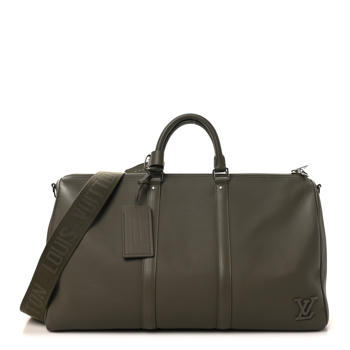 Grained Calfskin Aerogram Keepall Bandouliere 50 Khaki