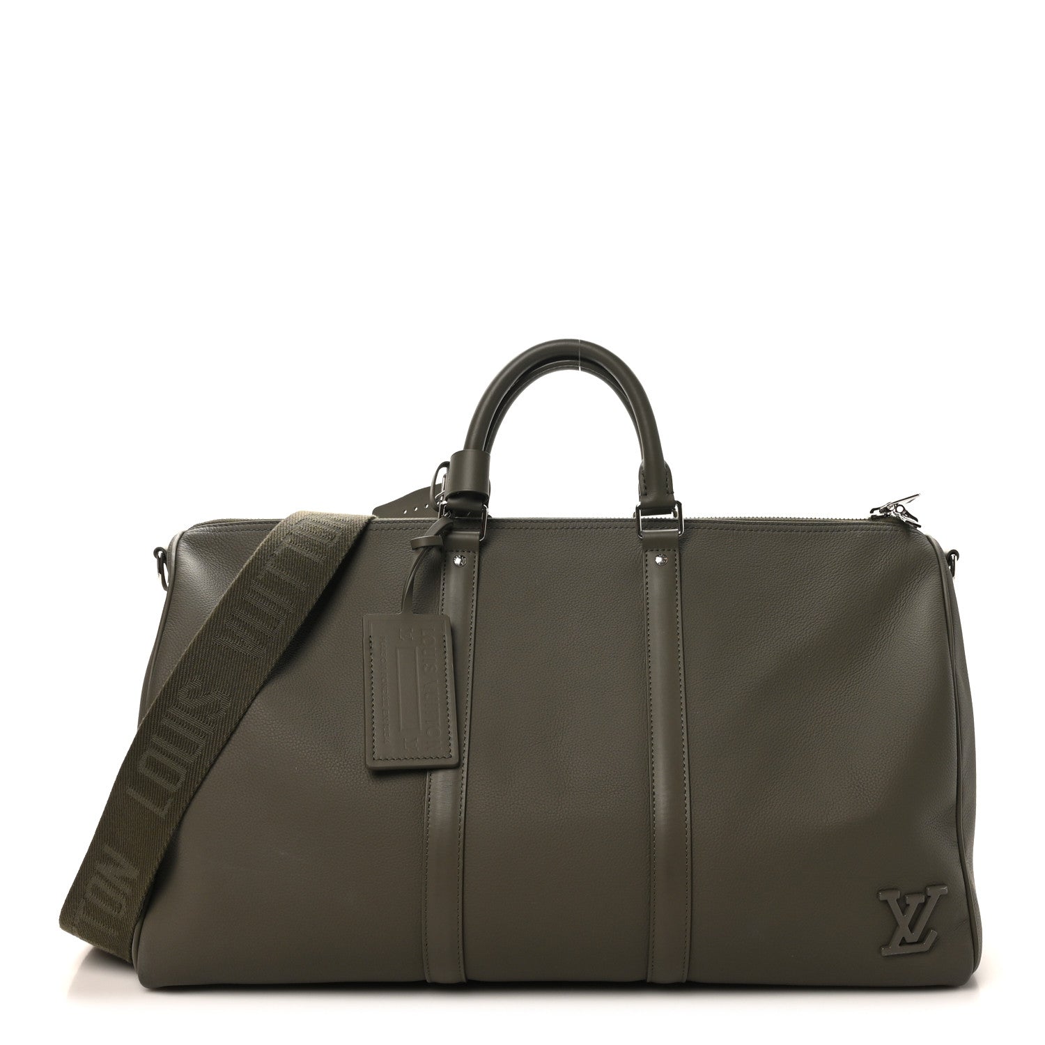 Louis Vuitton Grained Calfskin Aerogram Keepall Bandouliere 50 Khaki 1 of 10