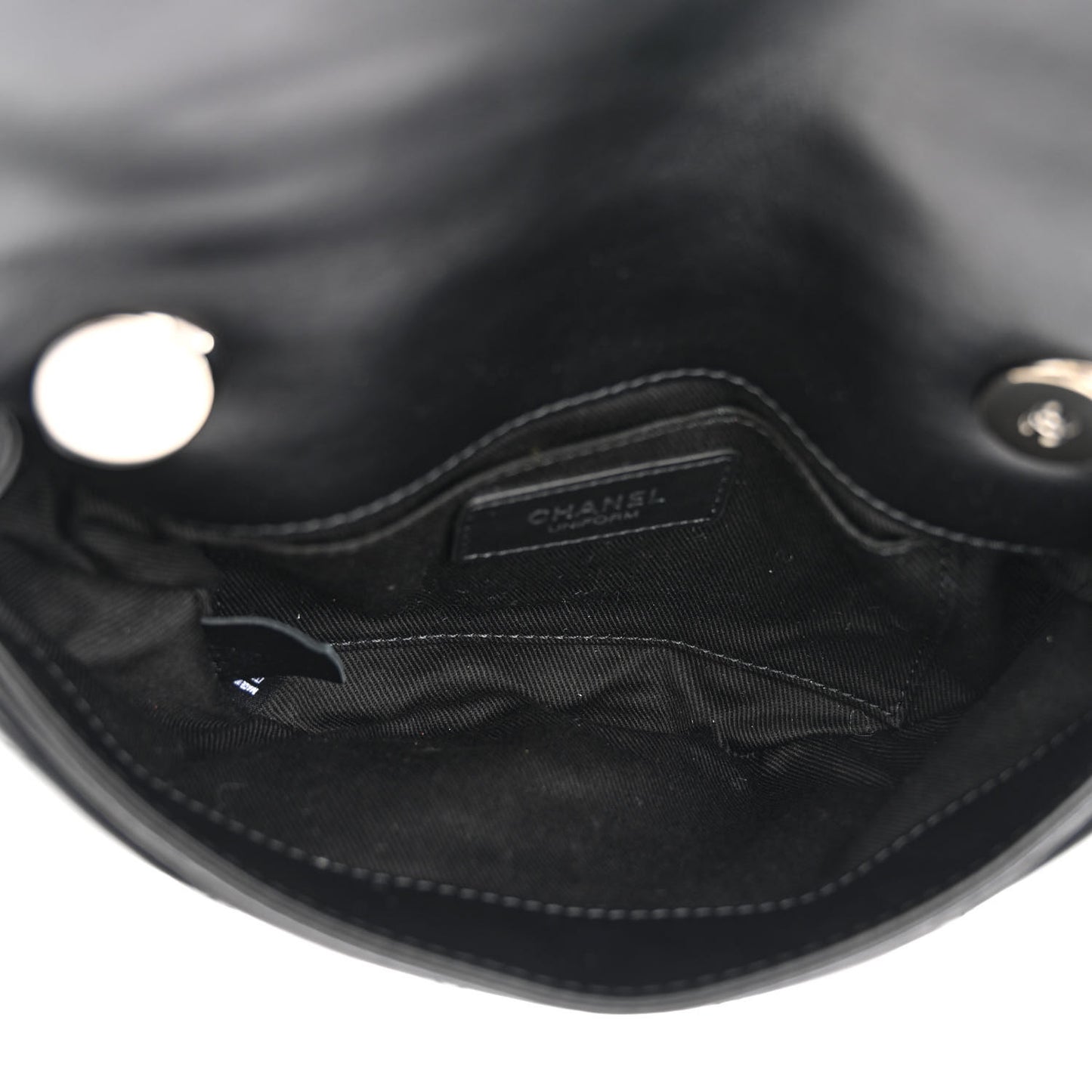 Calfskin Quilted CC Uniform Flap Belt Bag Black