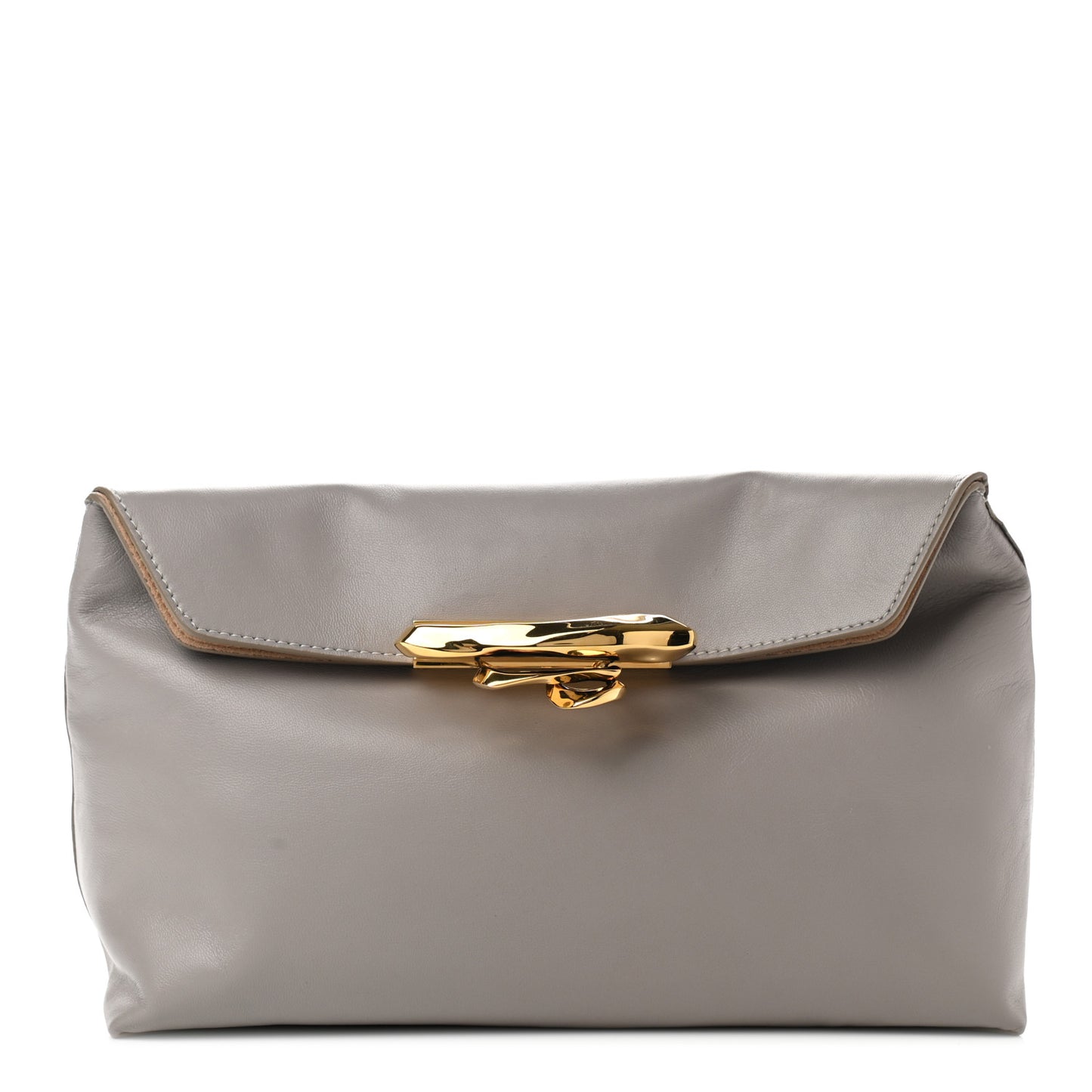 Nappa Skull Four Ring Clutch Beige