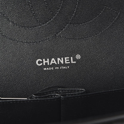 Chanel Shiny Distressed Calfskin Quilted Jumbo Double Flap So Black 8 of 11