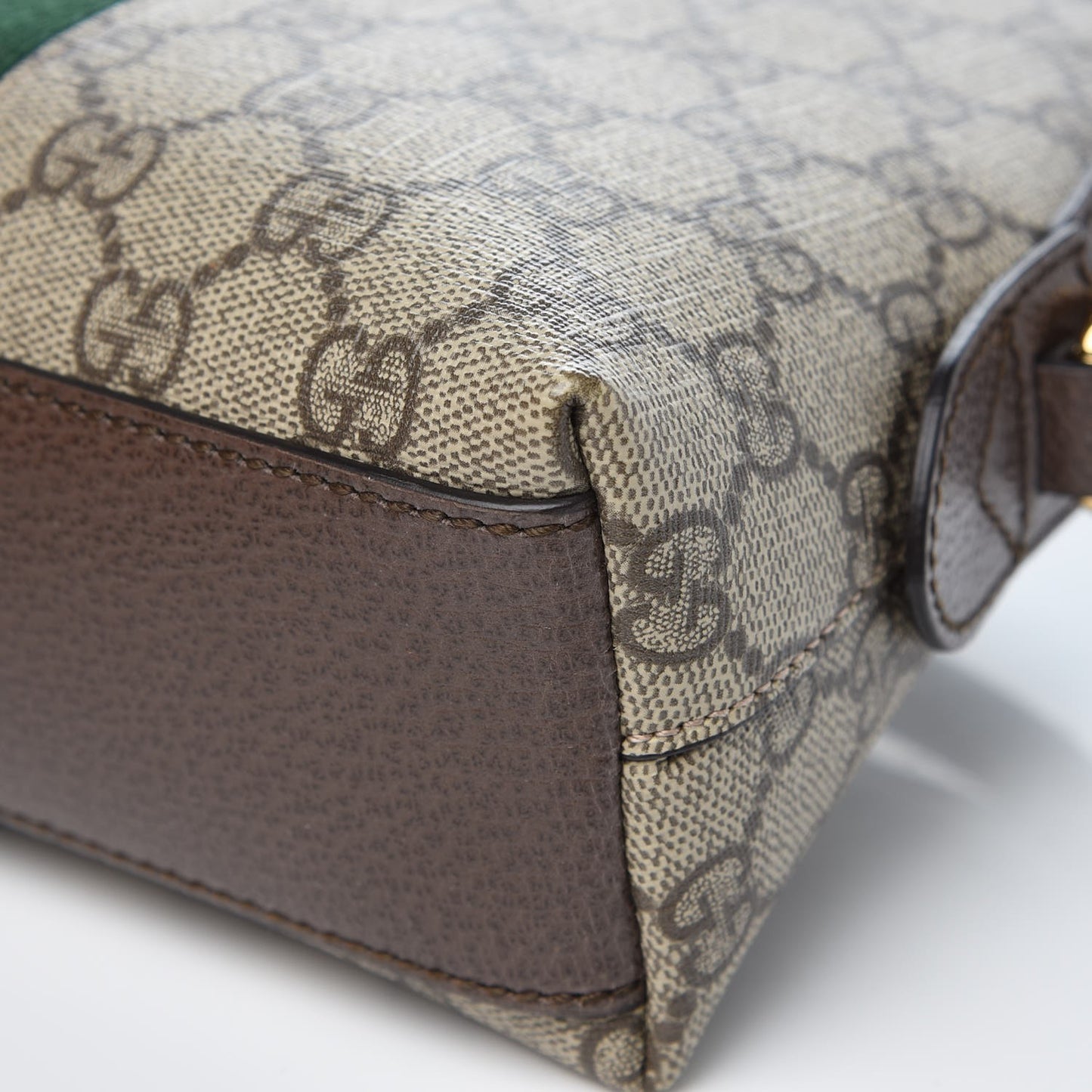 GG Supreme Monogram Textured Dollar Calfskin Web Small Ophidia Dome Shoulder Bag Beige Ebony New Acero