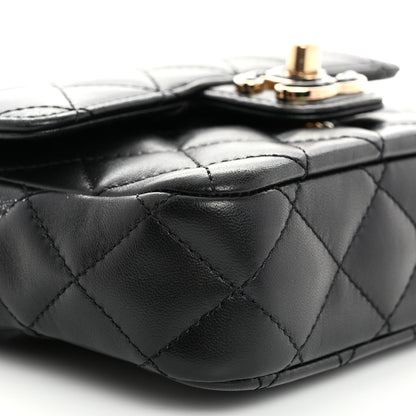 Chanel Lambskin Resin Quilted Mini Heart Square Flap Black 9 of 10