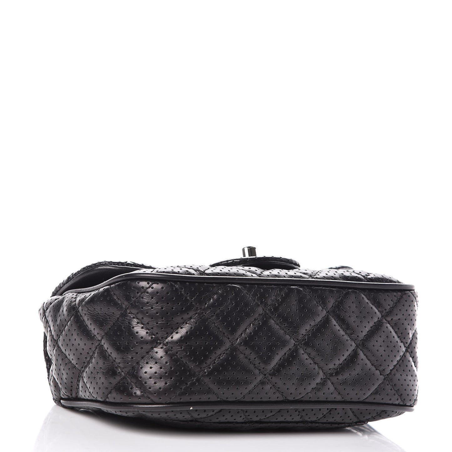 Lambskin Perforated Mini Rectangular Flap Black