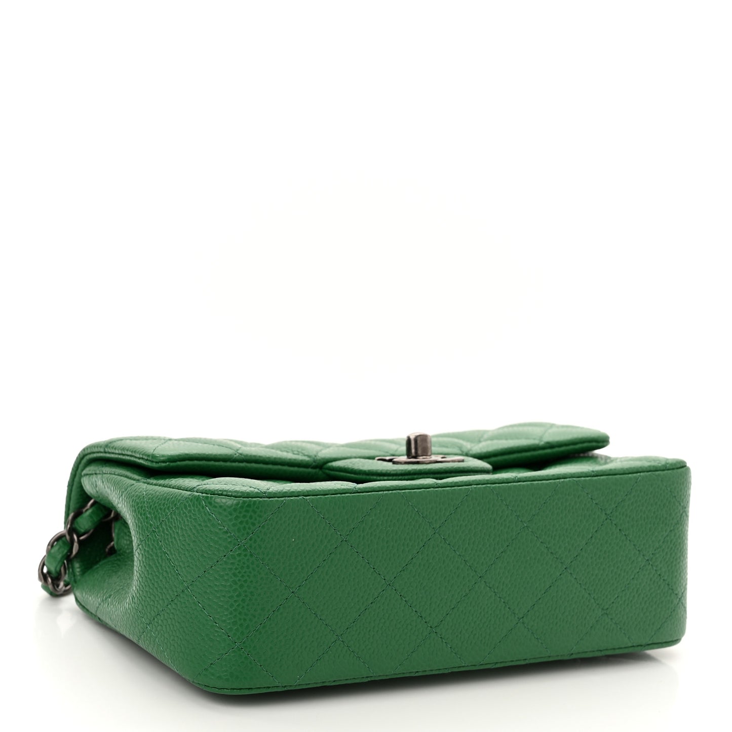 Caviar Quilted Mini Rectangular Flap Green