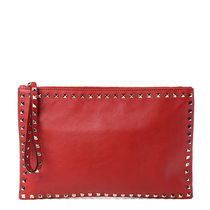 Valentino Garavani Vitello Large Rockstud Zip Wristlet Pouch Rosso Valentino 1 of 8