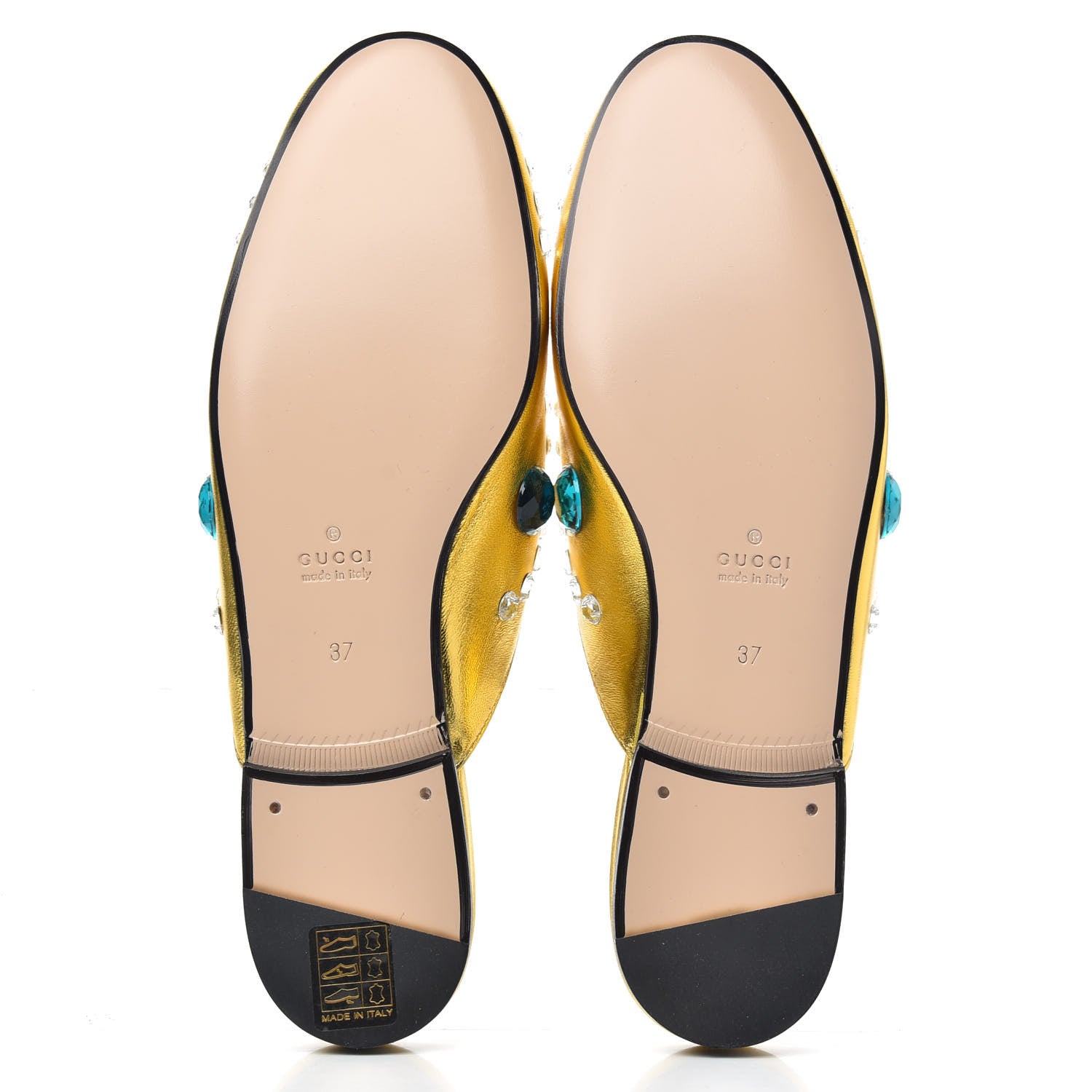Gucci Metallic Nappa Crystal Womens Princetown Slippers 37 Gold 5 of 9