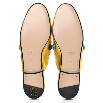 Gucci Metallic Nappa Crystal Womens Princetown Slippers 37 Gold 5 of 9