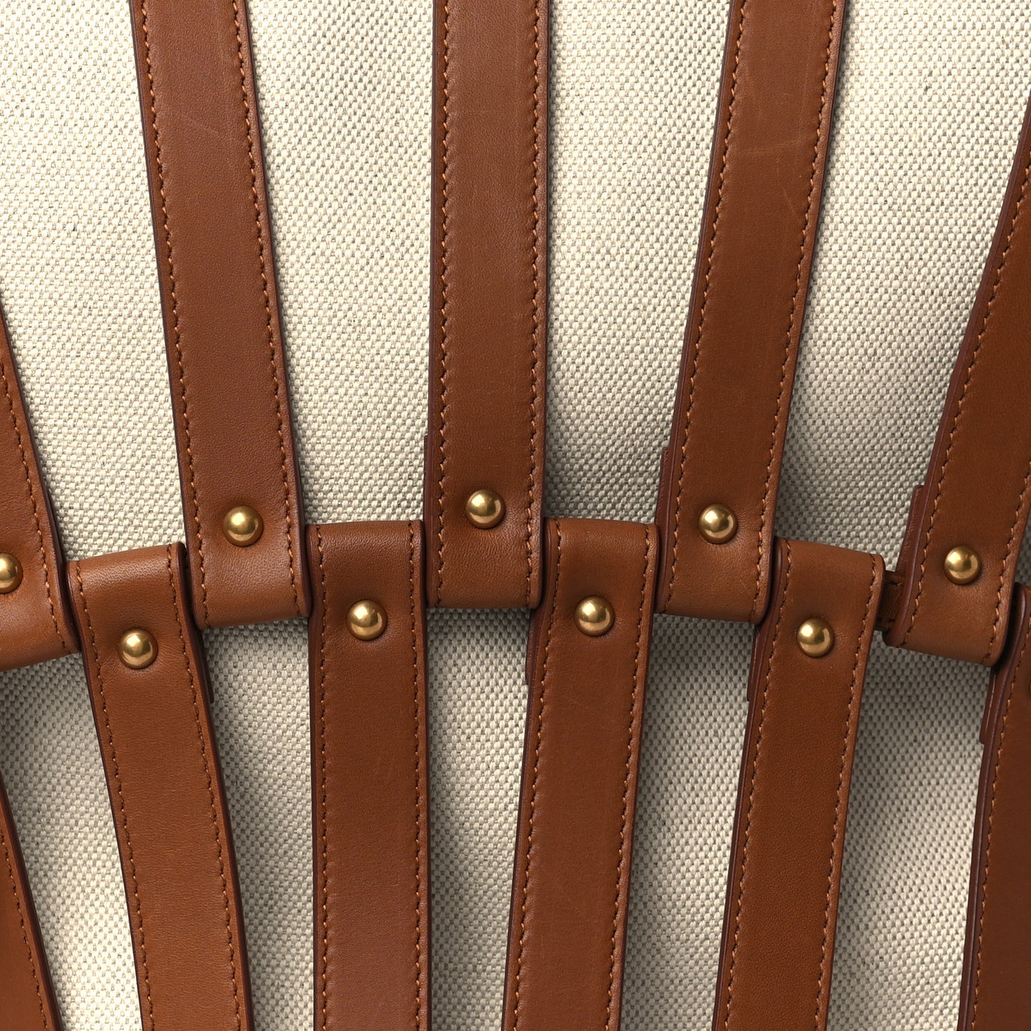 Calfskin Canvas Beatrix Panier Cut Out Tote Grege Brick