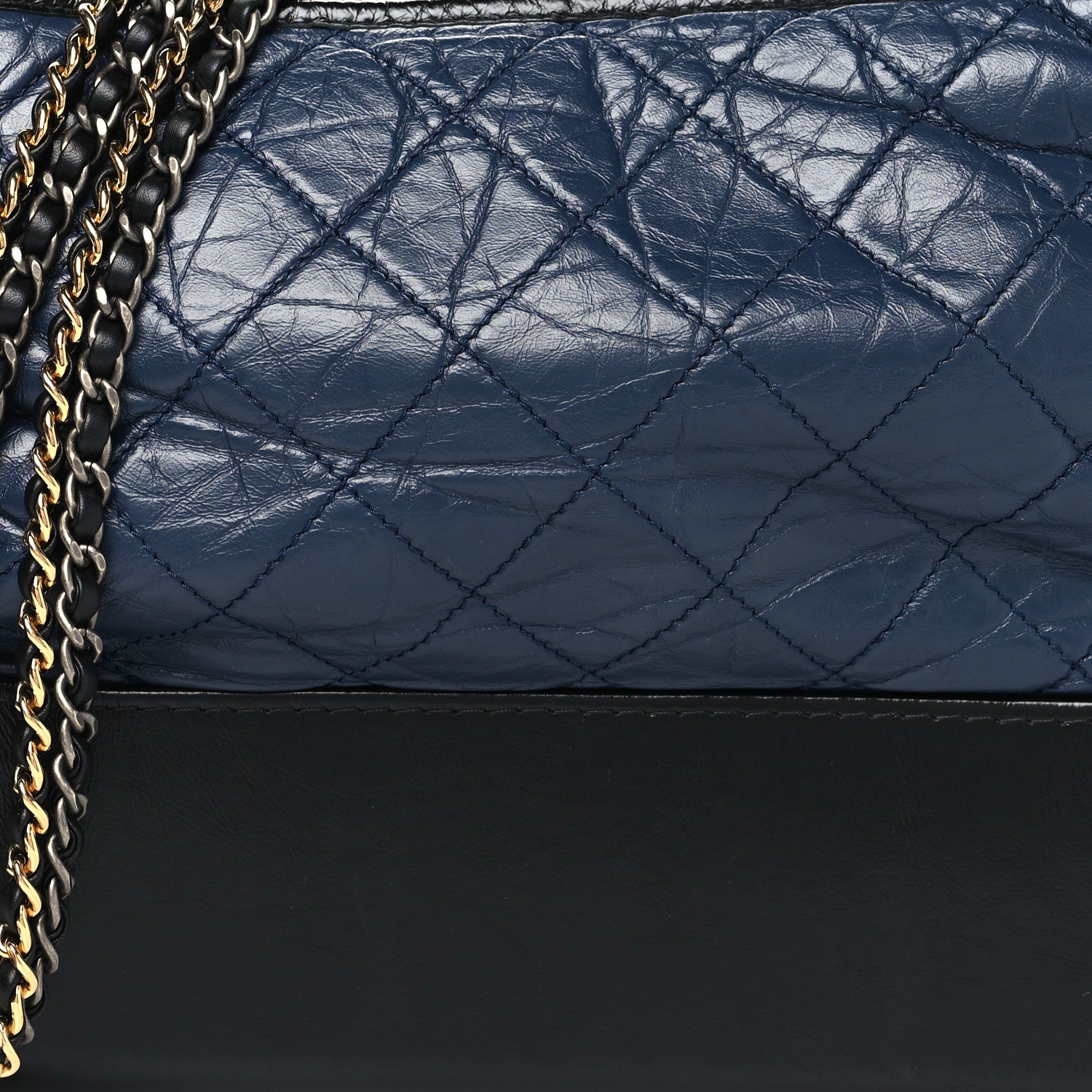 Chanel Aged Calfskin Quilted Medium Gabrielle Hobo Navy Black 8 of 14
