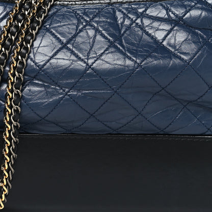 Chanel Aged Calfskin Quilted Medium Gabrielle Hobo Navy Black 8 of 14