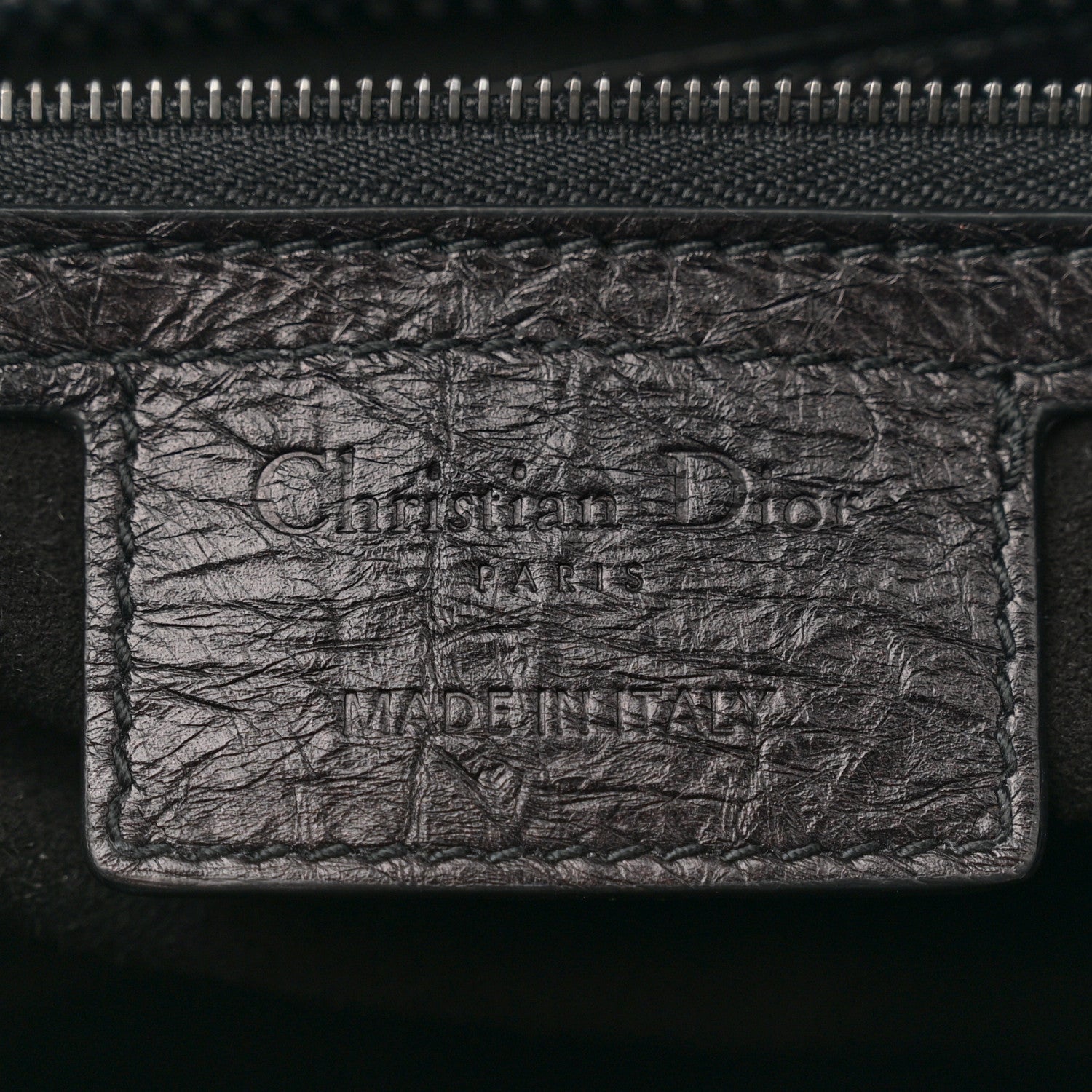 Christian Dior Crinkled Calfskin Large Lady D-Sire Tote Black