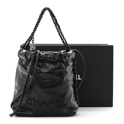 Chanel Shiny Calfskin Quilted Mini Chanel 22 So Black 10 of 10