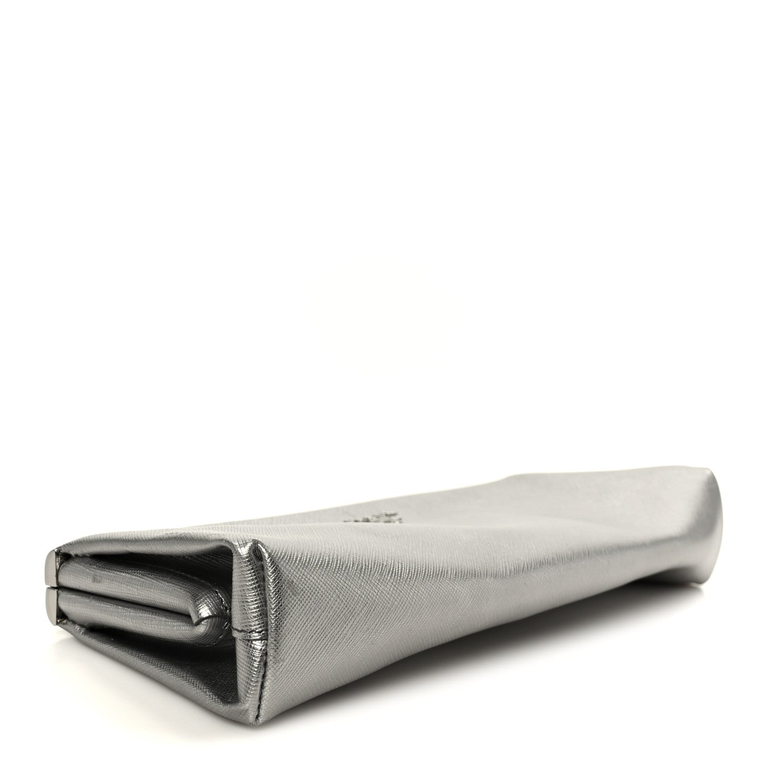 Prada Metallic Saffiano Frame Clutch Cromo 4 of 9