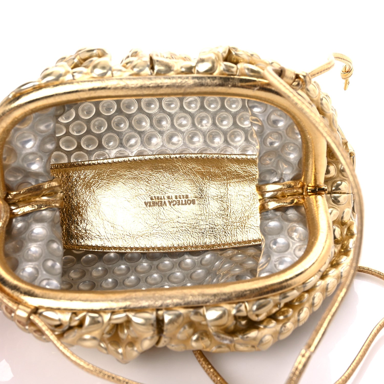 Bottega Veneta Metallic Fabric Bubble Wrap The Mini Pouch Gold 4 of 8