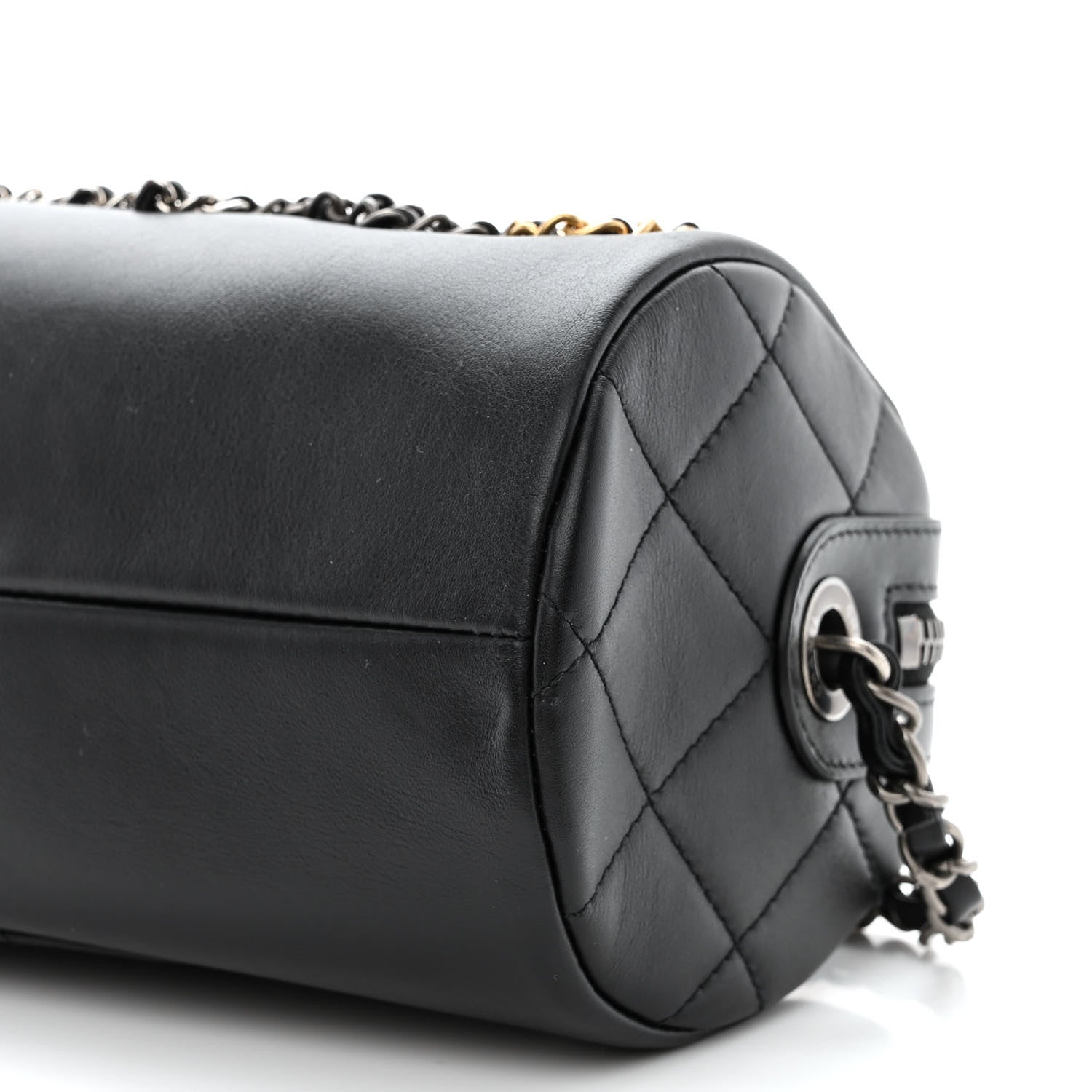 Chanel Calfskin Chain 20s Signature Bowling Bag Black 10 of 10