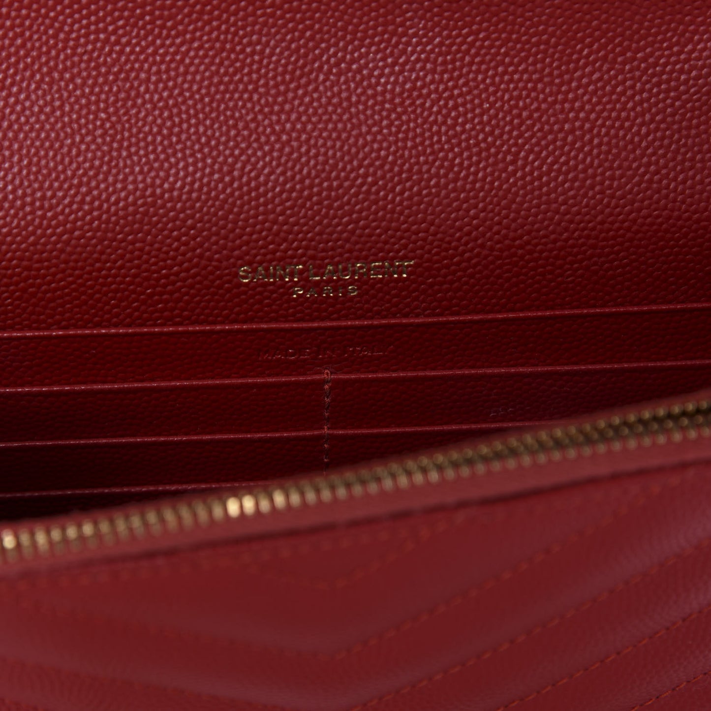 Grain De Poudre Matelasse Chevron Monogram Envelope Chain Wallet New Red