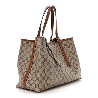 Gucci GG Supreme Monogram Emblem Large Tote Bag Beige Ebony Sundial 3 of 10