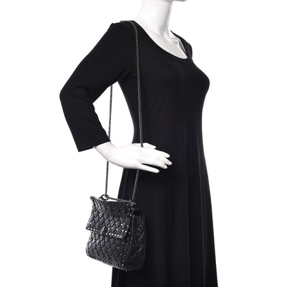 Valentino Garavani Craquele Nappa Medium Rockstud Spike Shoulder Bag Black 2 of 24