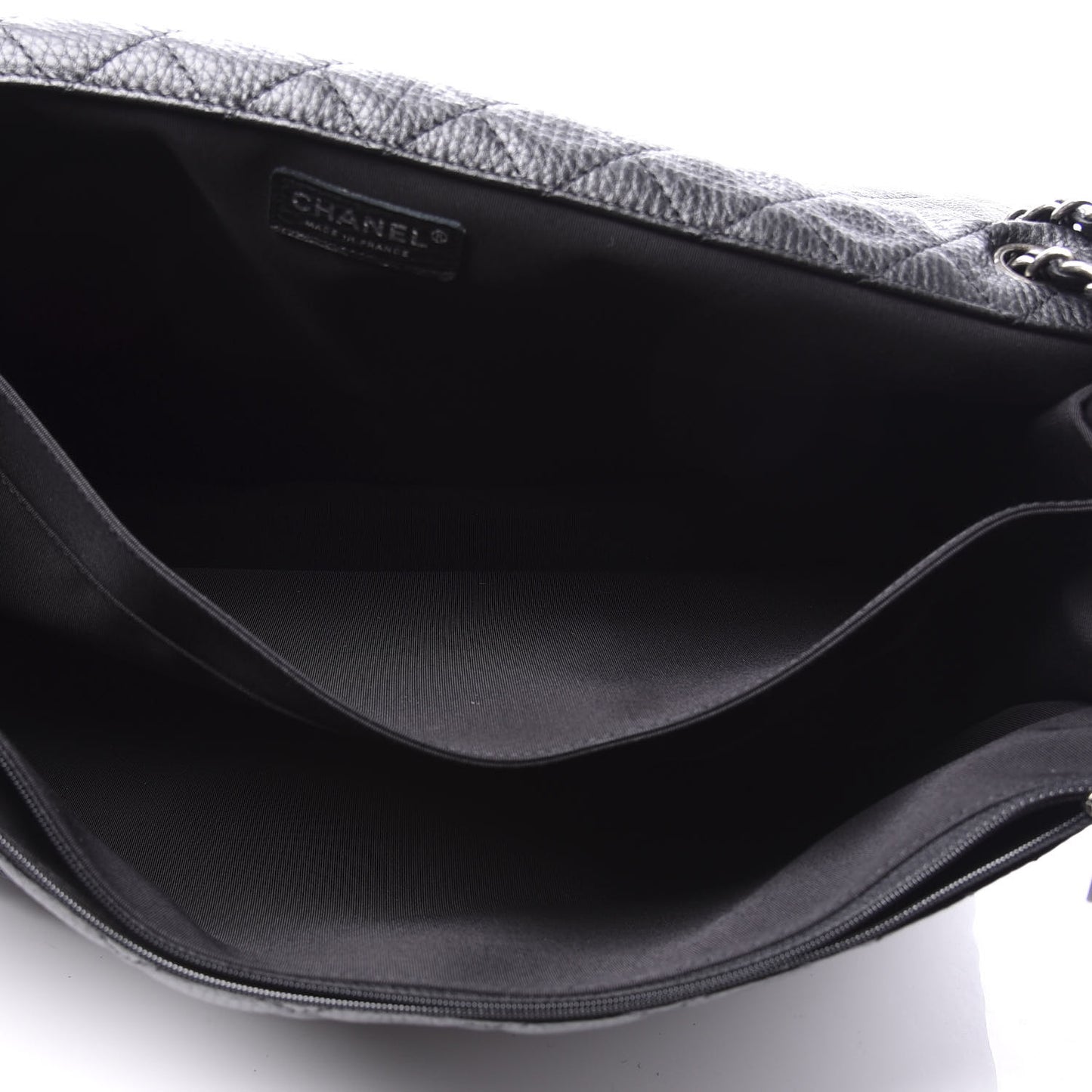 Calfskin Quilted XXL Travel Flap Bag Black