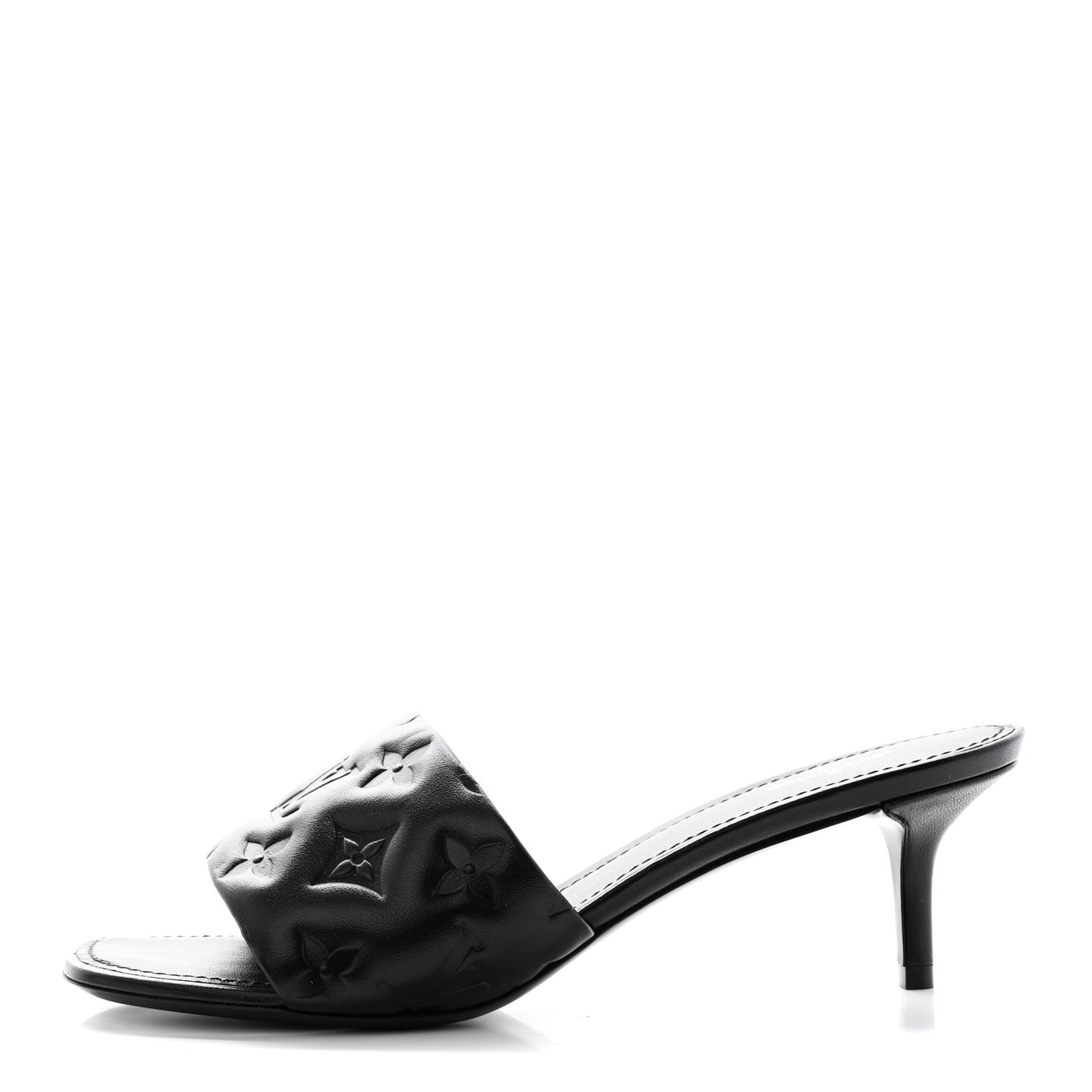 Lambskin Embossed Monogram Revival Mid Heel Mules 38 Black